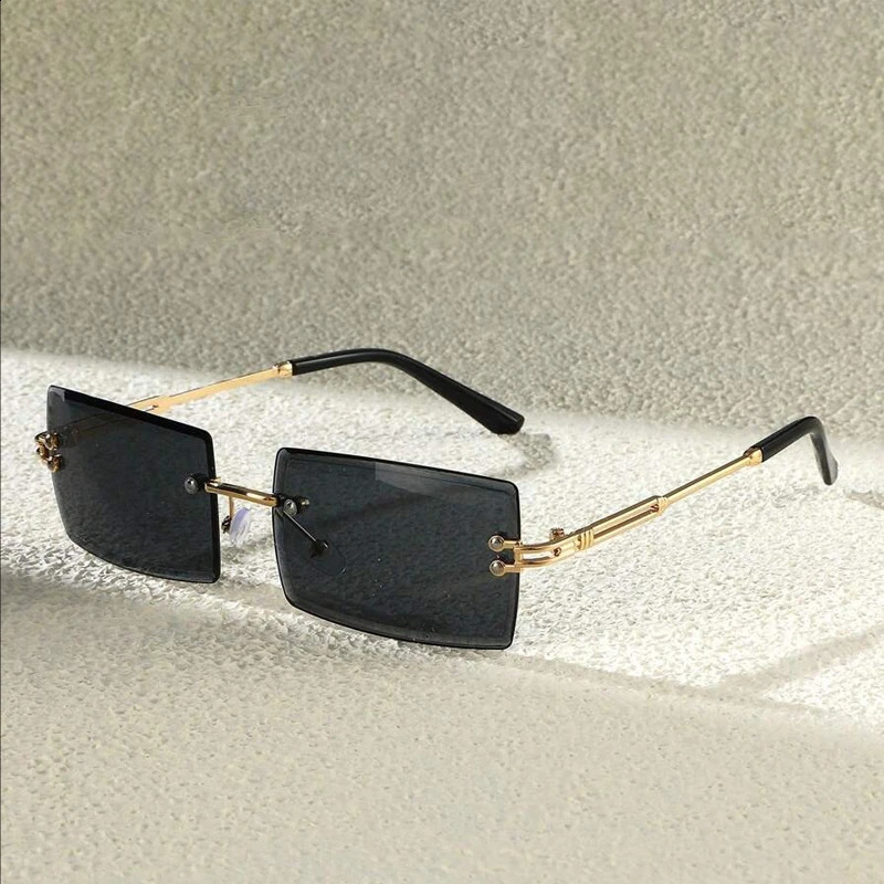 3pcs Mens Frameless Rectangle Sunglasses Classic Fashion Eyewear For Daily Life And Outdoor Travel Beach250909