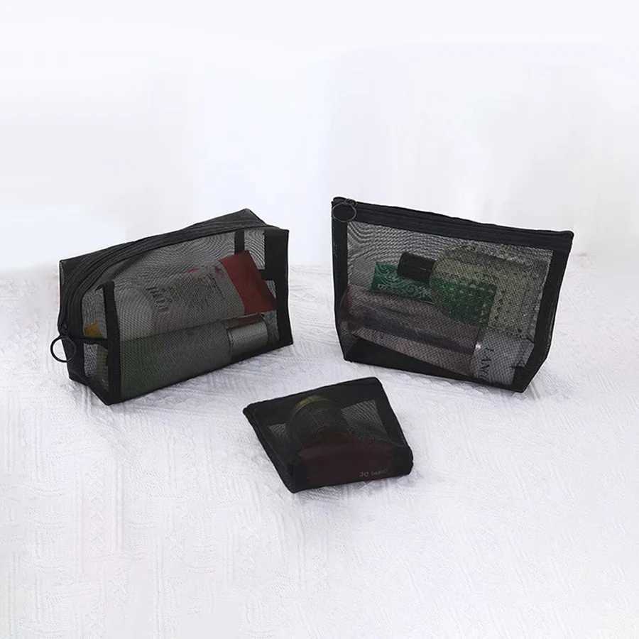 3piece transparent mesh set 3piece large capacity classified toiletry bag portable storage bagXJ250910