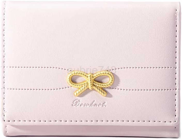 Cute Wallet Coquette Bow Small Wallet Trifolded Aesthetic Bifold RFID Blocking Card Holder Leather Mini Short Coin Purse with ID Window for Women Girl