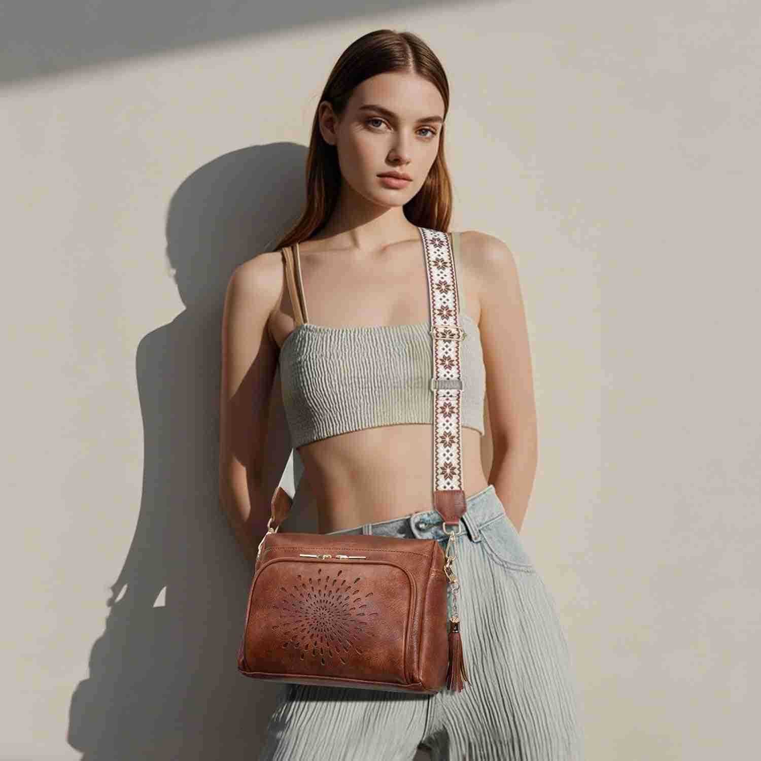 Crossbody Bags for Women Vegan Leather Sunflower Crossbody Phone Purse Shoulder Handbags with Adjustable Strap Z250910