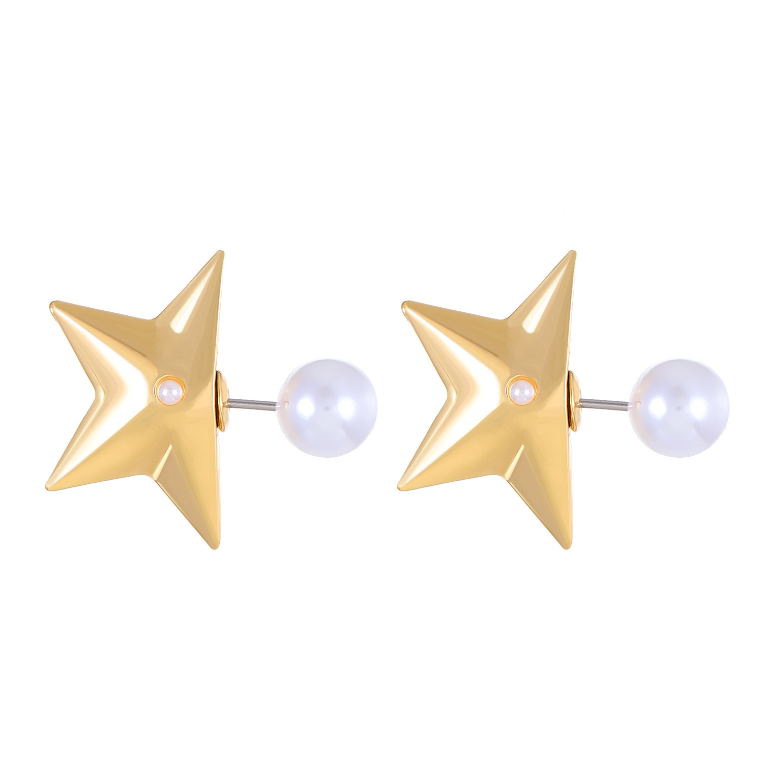 New Pearl-Studded Five-Pointed For Women, Simple Creative 3D Star Studs, Ins Style Minimalist Earrings