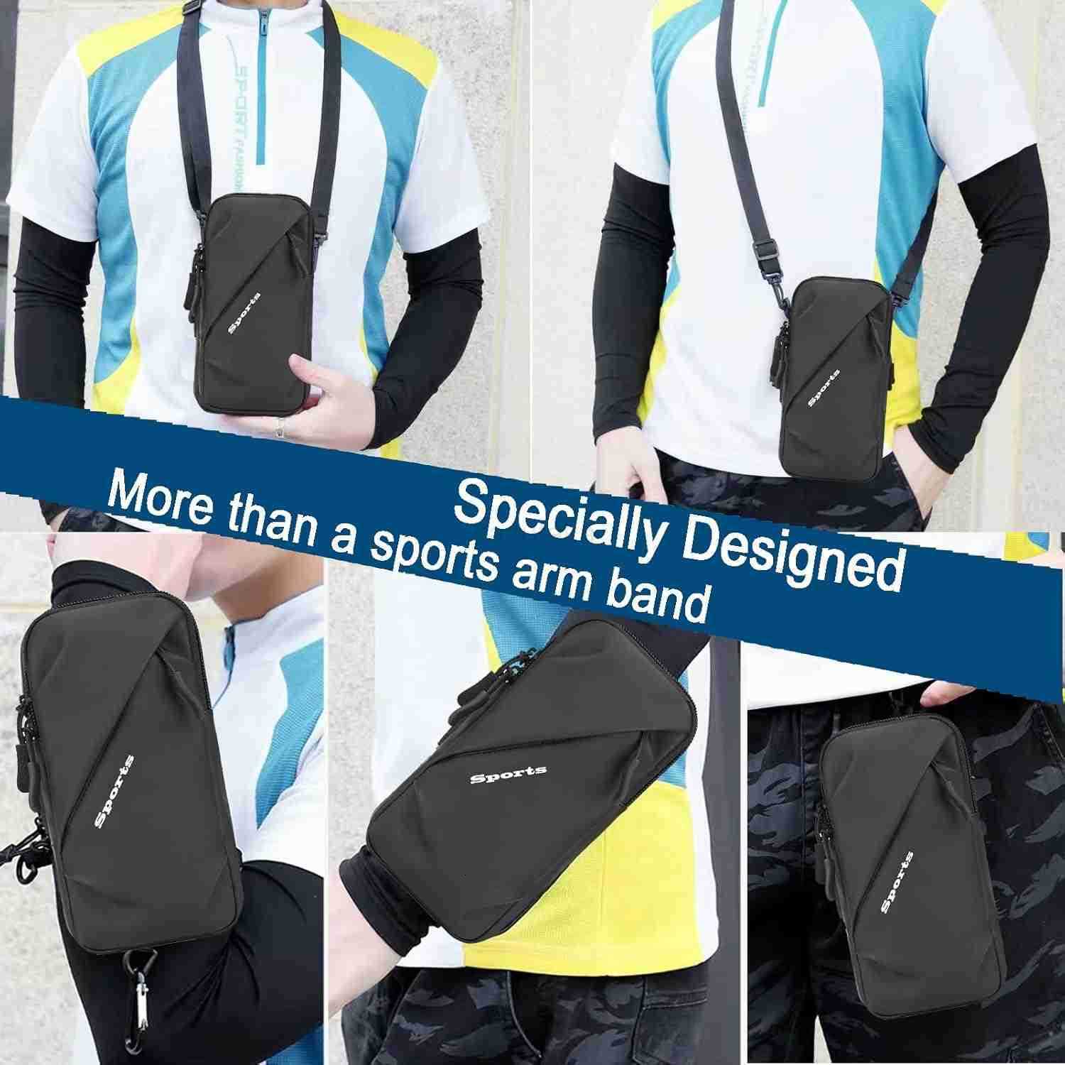 Phone Holder Arm Bands Small Crossbody Shoulder Holsters Bag with Arm Band Fits iPhone and All Cell Phones Use for Running Walking Hiking Biking Plus 