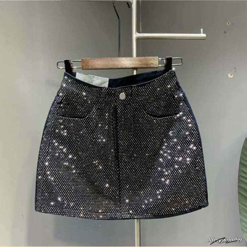 Heavy Industry Hot Drilg High-End Denim 2024 Spring And Summer New High Waist Pink Sexy A-Word Skirt ddmywonder ddmywonder ddmywonder