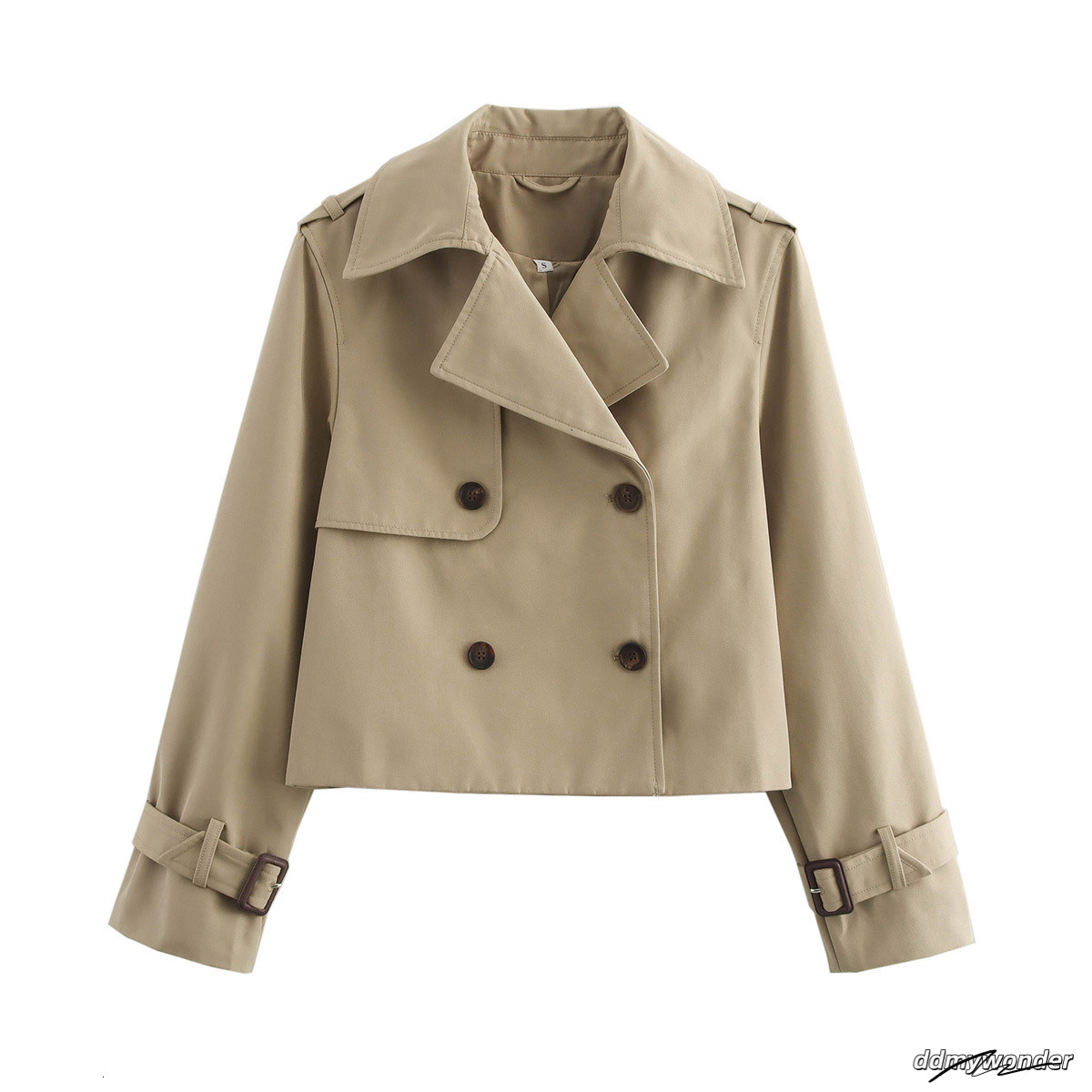 Spring Autumn Simple Short Trench Coat For Women High-End Korean Style Double Breasted Lace-Up Windbreaker Jackets 240202 ddmywonder ddmywonder