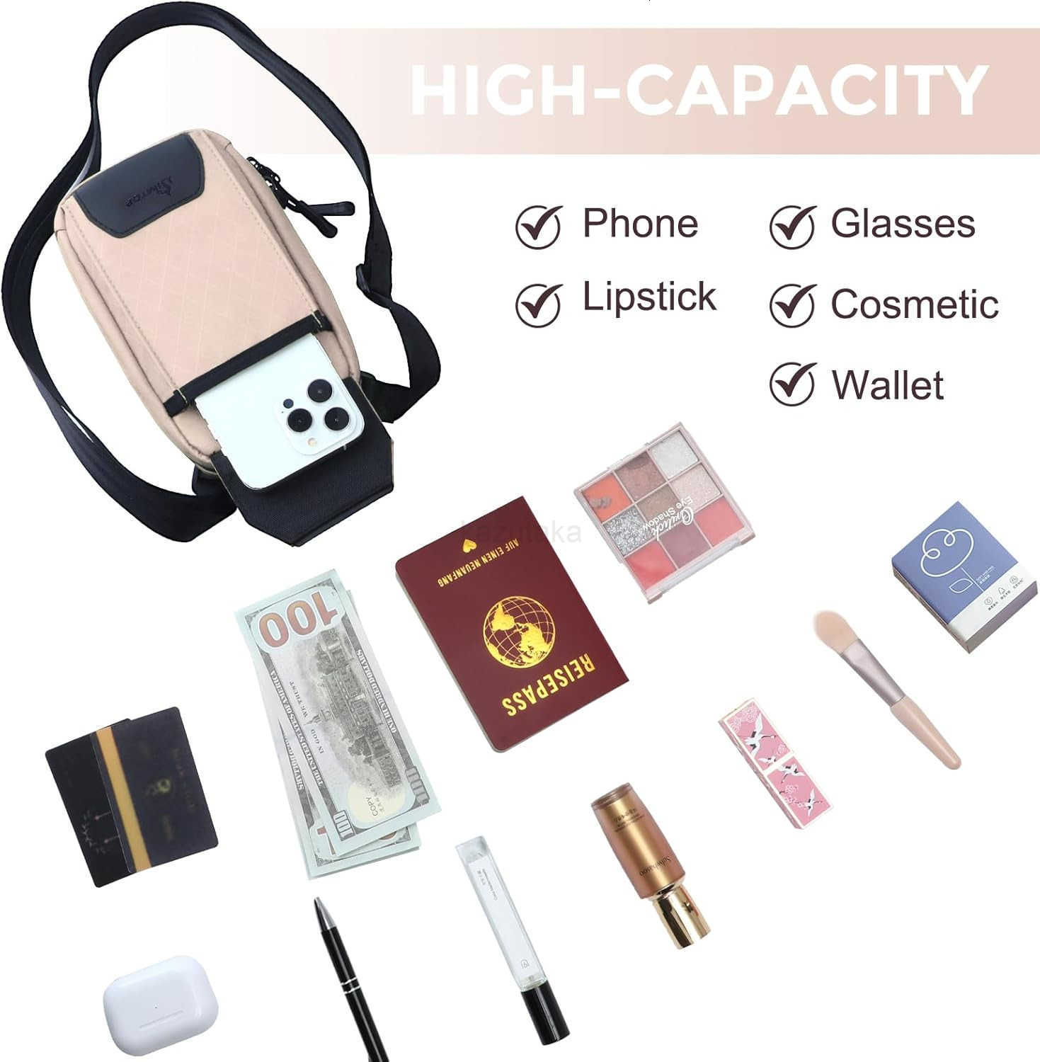 Crossbody Bags for Women with Duraflex Buckle Phone Wallet Purse Nylon Diamond Quilted Waterproof Zipper Adjustable Strap Z250910