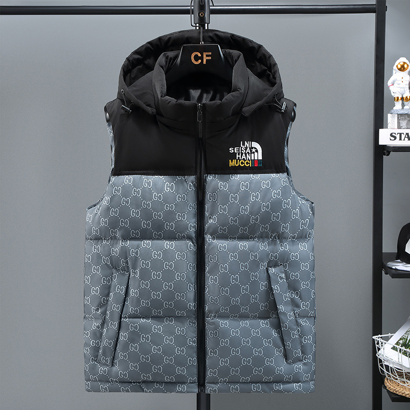 Free shipping designer Mens Vests hot sales classic light luxury autumn and winter new item trend sleeveless warm vest for outer wear hooded camisole 