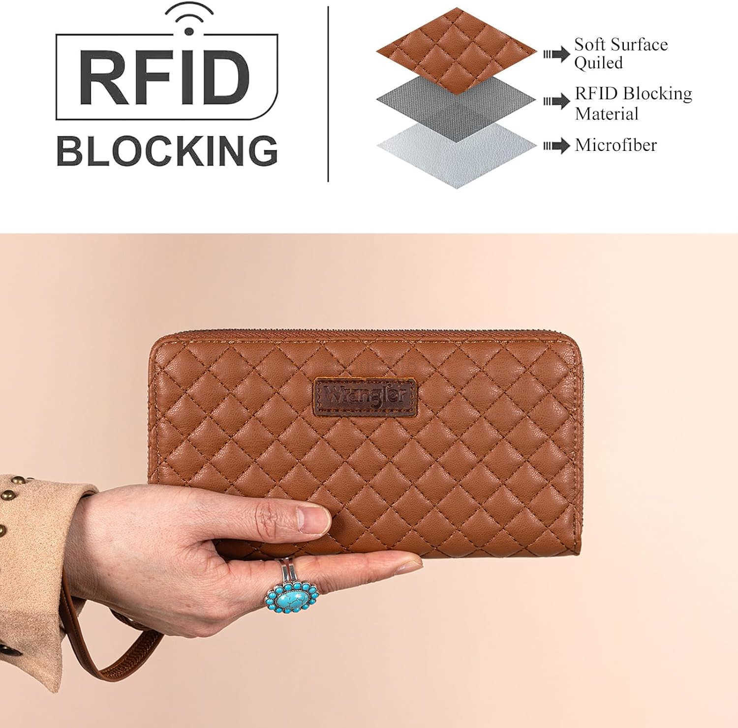 Large Quilted Wallet for Women with a Detachable Wristlet Rfid LiningZ250910