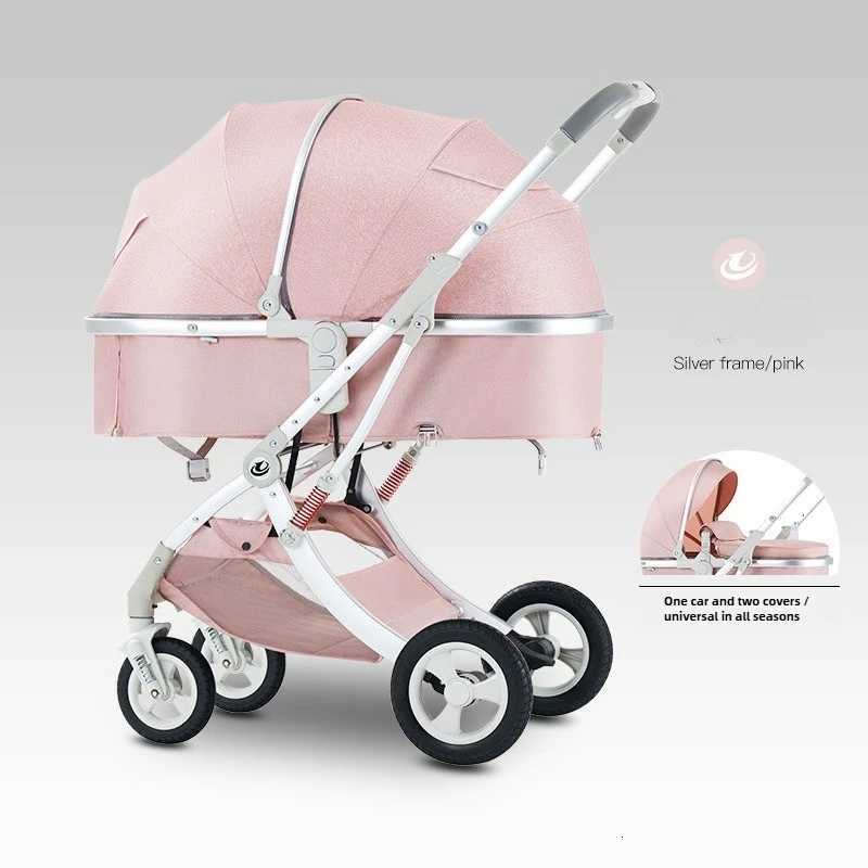 2in1 Baby StrollerFoldableTwowayHigh ViewAdjustable SeatBaby Stroller with Mosquito Net and Water Cup Holder W250910