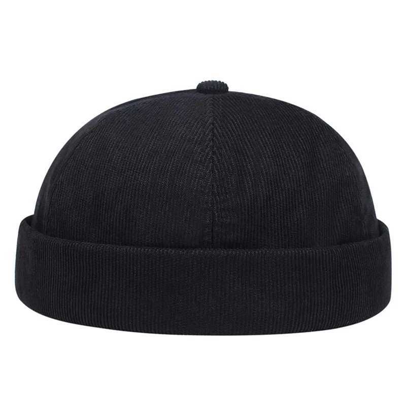 2024 New Fashion Casual Solid Color Corduroy Minimalist Solid Color Unisex Brimss Hat Autumn and Winter Windproof Beanie G250910