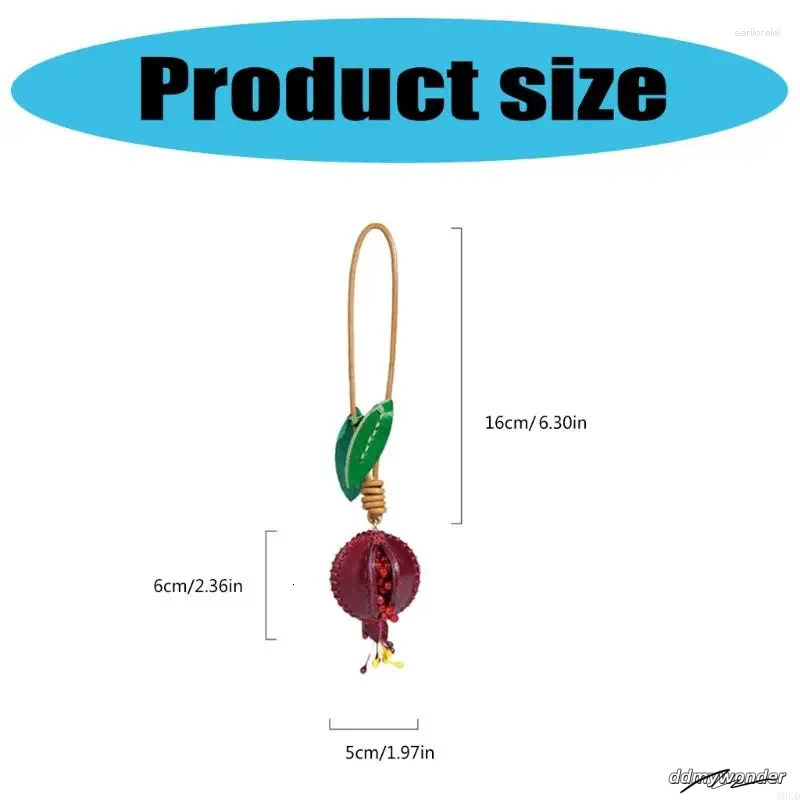 Keychains 3D Pomegranate Pendant PU Leather Keychain Women Bag Charms Decorative Accessories Car Interiors ddmywonder ddmywonder