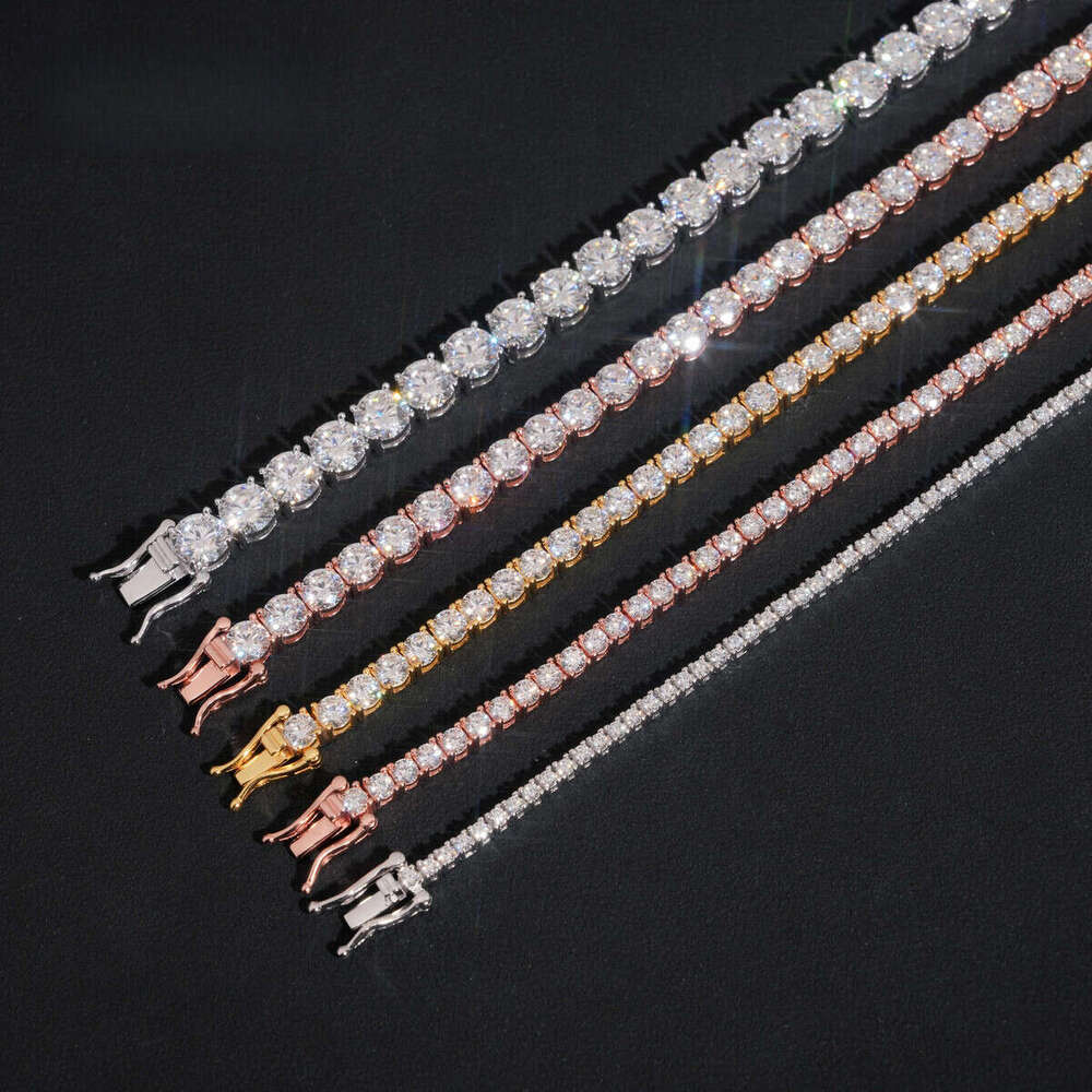 High-Quality Pass Drill Tester Hip-Hop Pure Sier 2mm 3mm 4mm 5mm 6.5mm Silicon Stone Tennis Chain Bracelet