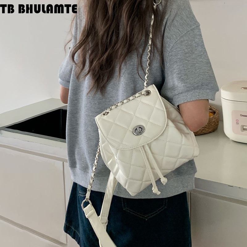 Free Shipping Designer Bag Chain Quilted Backpack Simple Women High-end 2025 New Summer Luxury Bag Korean Style PU Small Backpack For Going Out