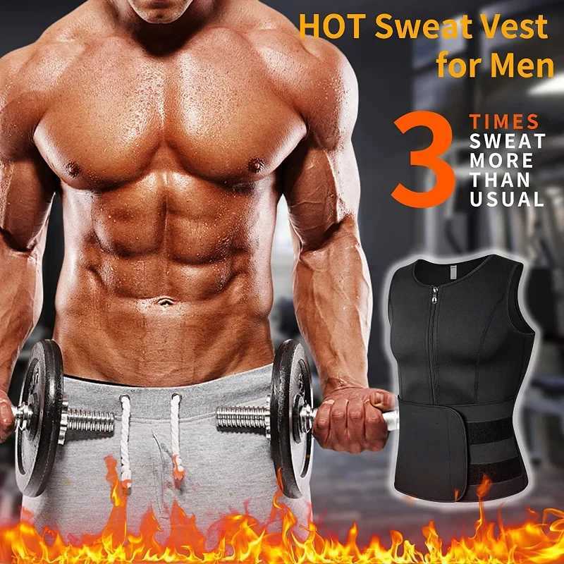 Mens Body Shaper Waist Sauna Vest Double Belt Sweat Shirt Corset Top Abdomen Slimming Shapewear Fat Burn Fitness Suits W250910