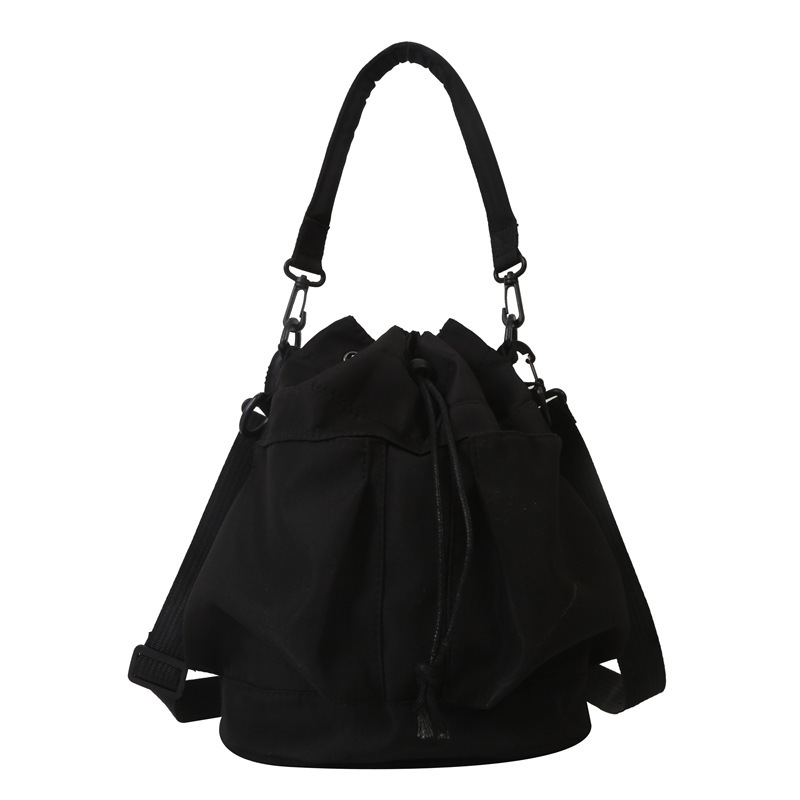 Designer Fashion Women's Multi functional 2025 New Drawstring Single Shoulder Slant Water Bucket