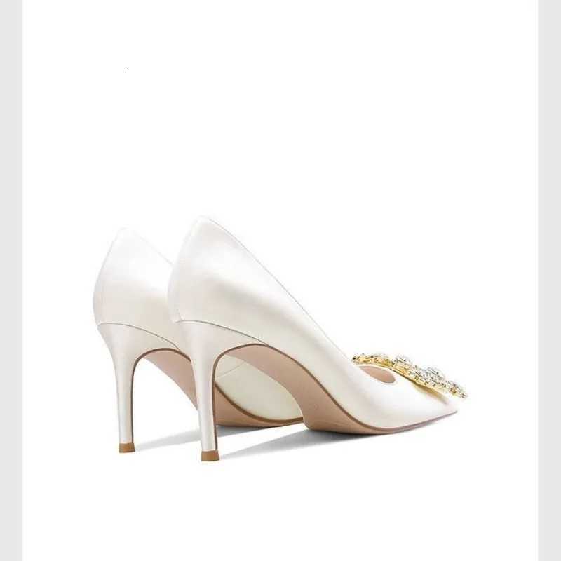 New Style Woman Shoes Luxury Pumps Pointed Toe Party High Heels White Wedding Shoes Rhinestone Womens Bridal Shoes Women W250910