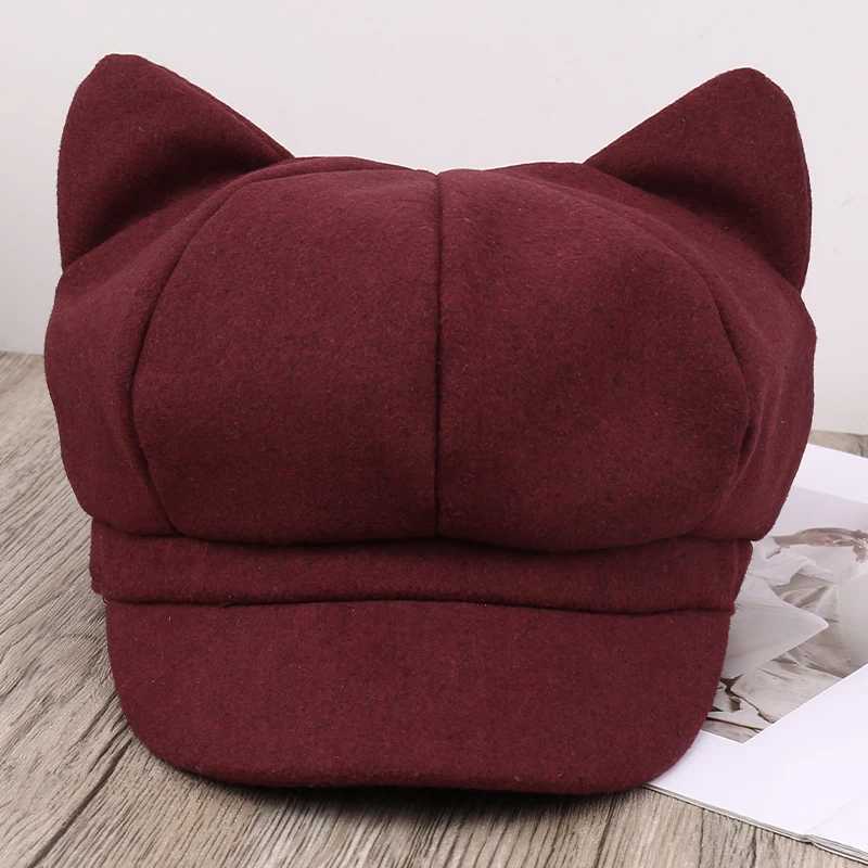 Fashionable Solid Color Simple Versatile Lightweight Breathable Comfortable Cute Fresh Cat Ear Decoration Street Style Sun HatXJ250910
