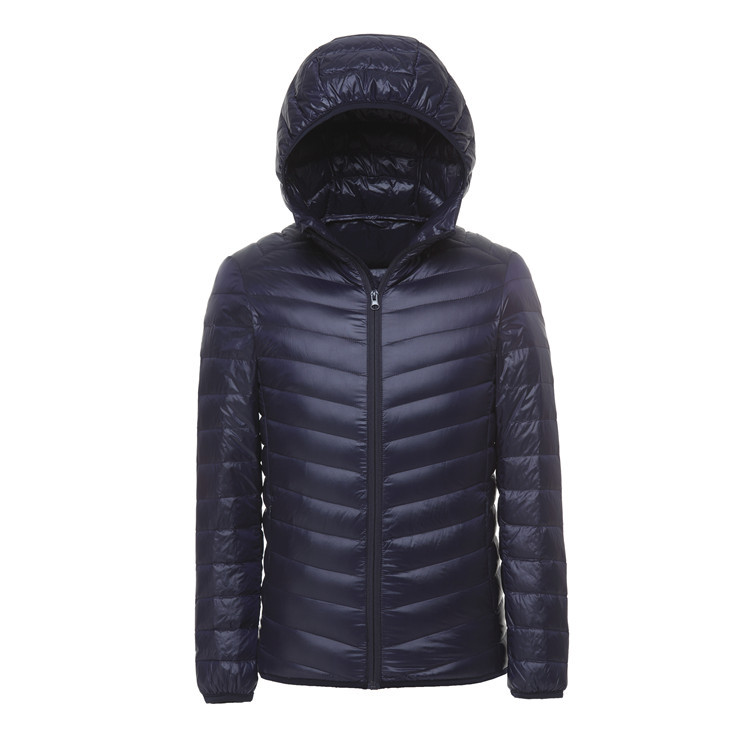 Plus Size Men White Duck Down Jacket Ultra Light Thin Casual Coat Outerwear with Hood Winter Autumn