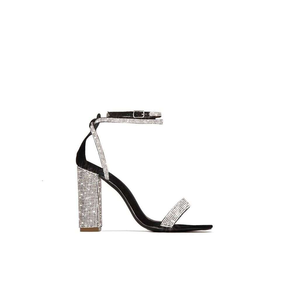 P92023 New Style Rhinestone Thick Buckle Strap Outdoor Fashion Sexy High-Heeled Sandals Heels