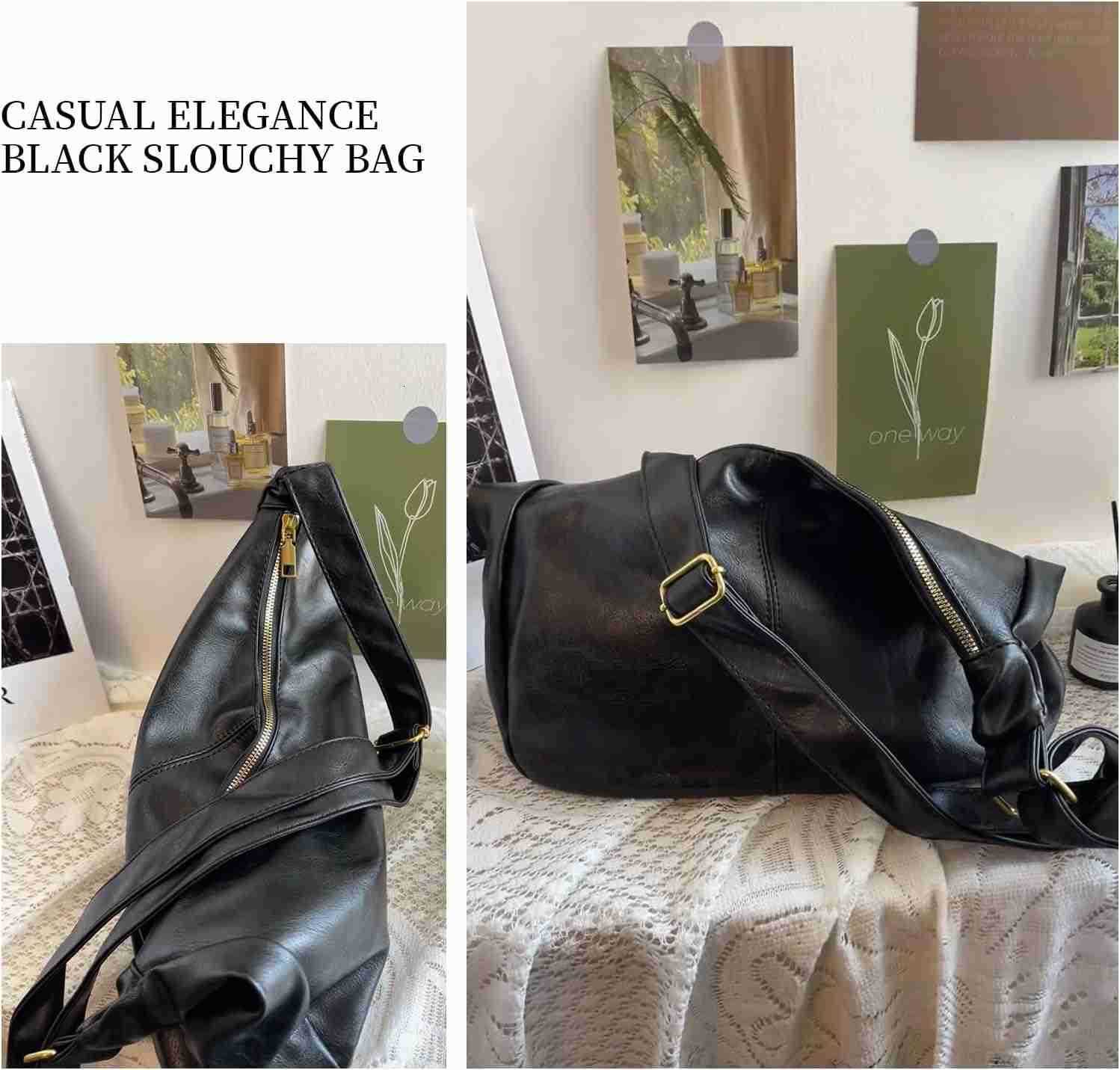 Hobo Bag for Women Ultra Soft Foldable Vegan Leather Shoulder Handbag Stylish Slouchy Tote Purses M250910