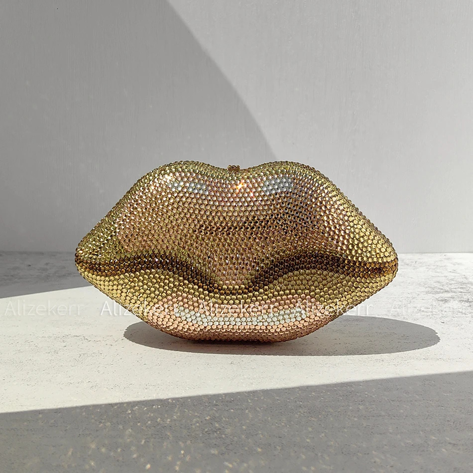 Alizekerr Lip Shaped Crystal Evening Bags Women er Gorgeous Unique Diamond Clutch Purses And Handbags Wedding Party 250815