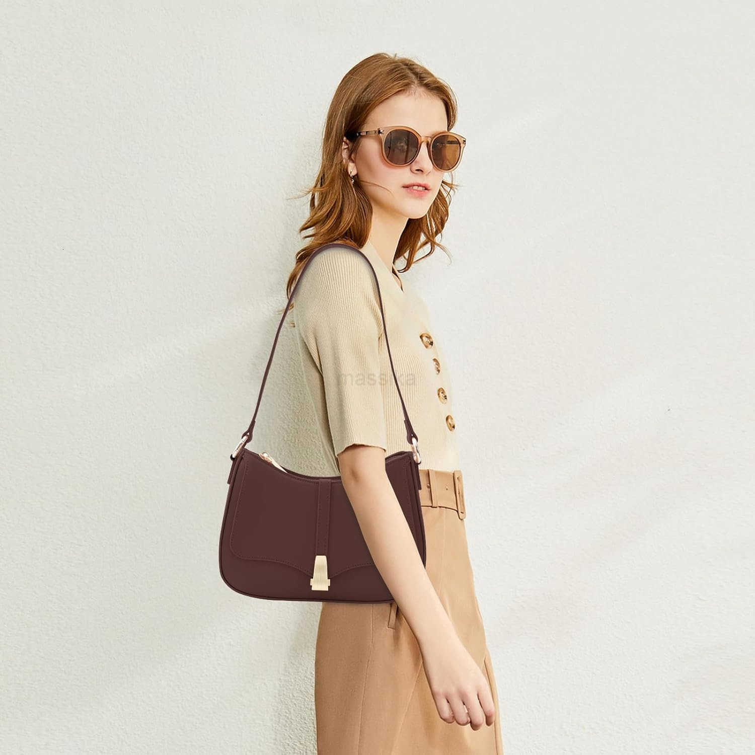 Crescent Shoulder Bag for Women Vintage Retro Vegan Leather Clutch Tote Handbags Crossbody Bags Handbag for Women M250910