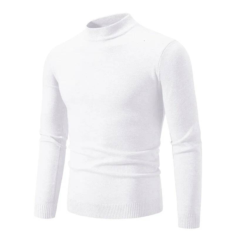 New Sweatwear Men's Half Basic Solid Color Sweaters Round Neck Elastic Pullovers Warm Autumn Knitted Oversized Sweater Men dongdumaoyi