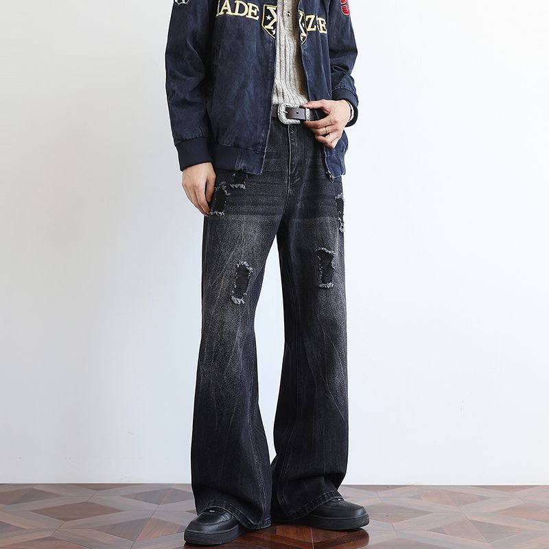 Men's Jeans Early Autumn New Heavyweight American Washed Jeans - Loose Fit Slight Flare
