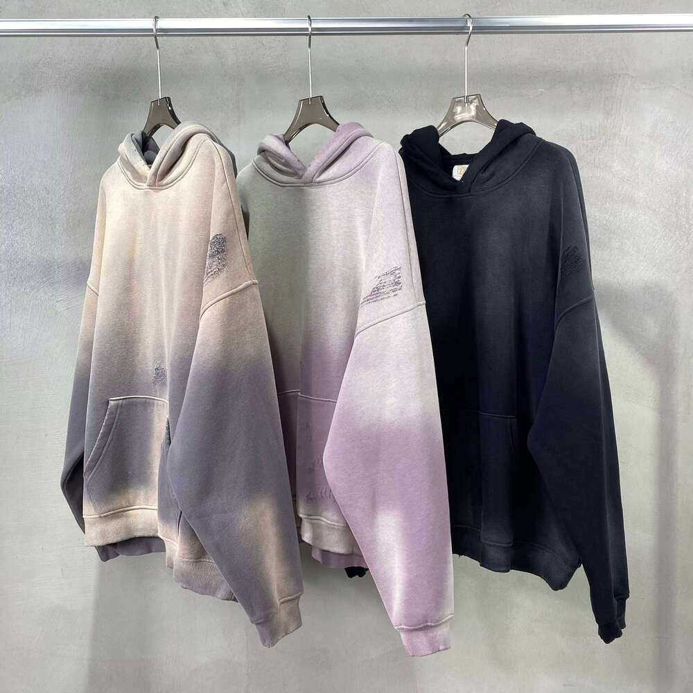 High-Quality 360gsm Acid Wash Sun-Faded French Terry Drop Shoulder Hoodie Unisex Streetwear