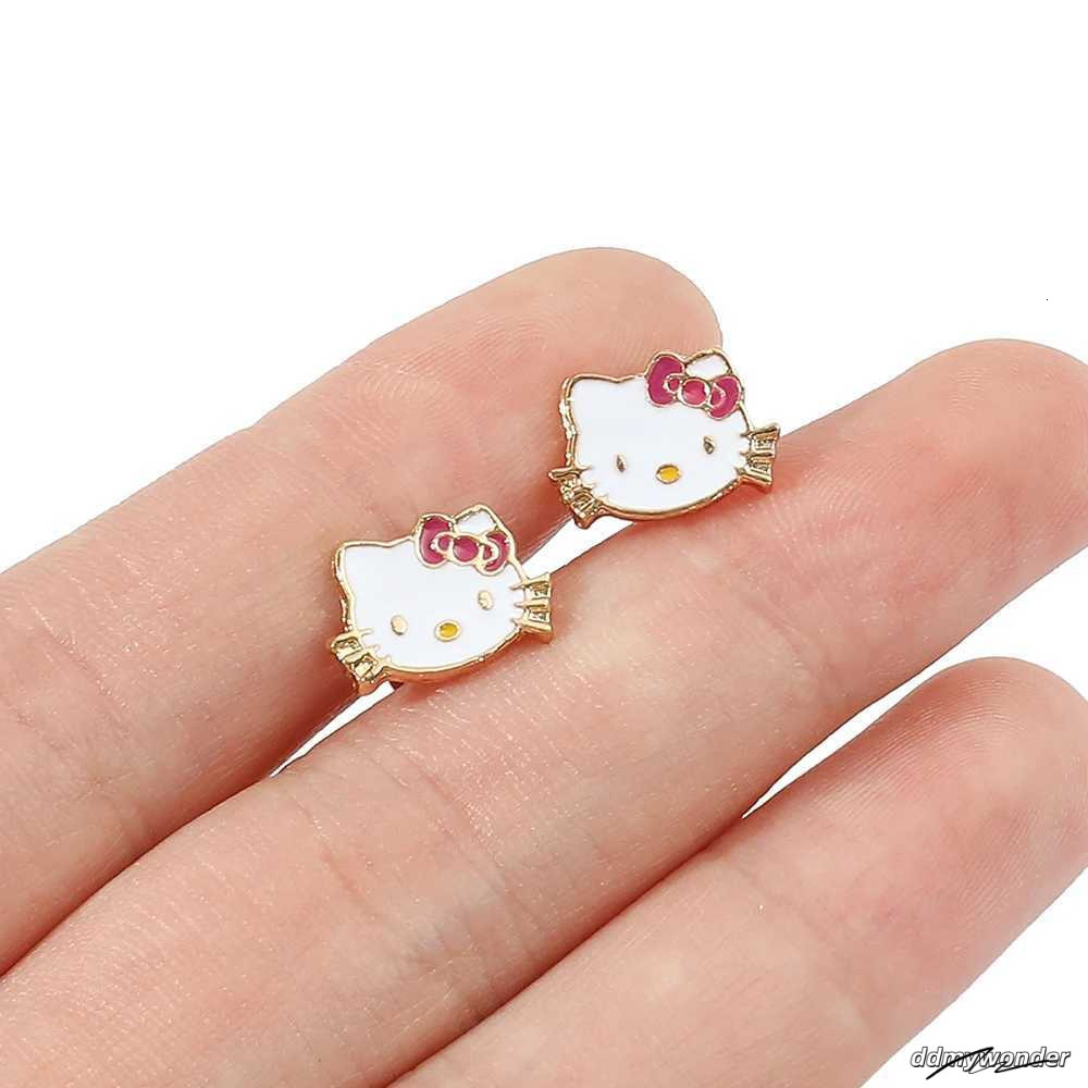 Charming Kitty Jewelry Set - Cute Animal Stud Earrings And Pendant Necklace For Children's Festive Gifts