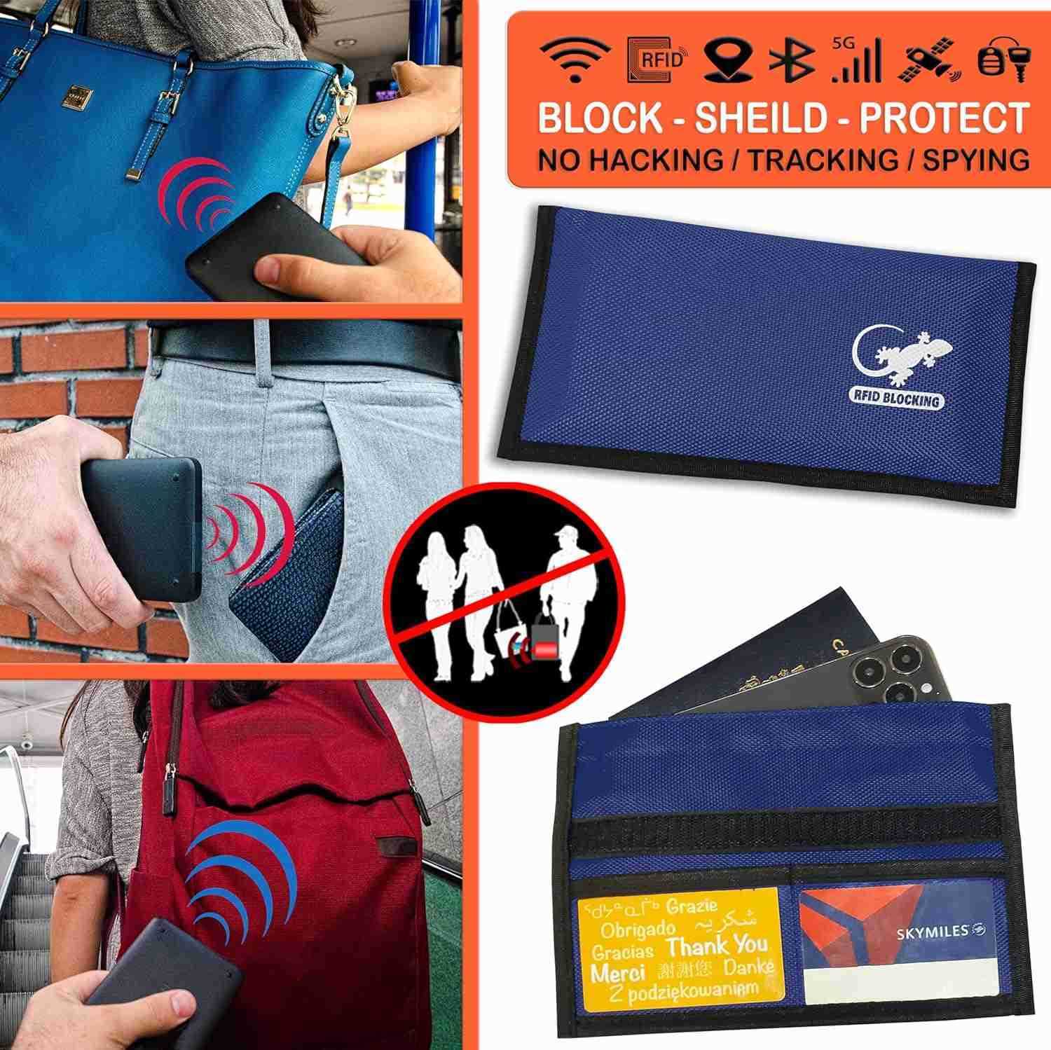 Travel Tech Blue Nylon Faraday Bag Signal Blocker for Cell Phone Car Key FOB Data Privacy BLUE NYLON Z250910