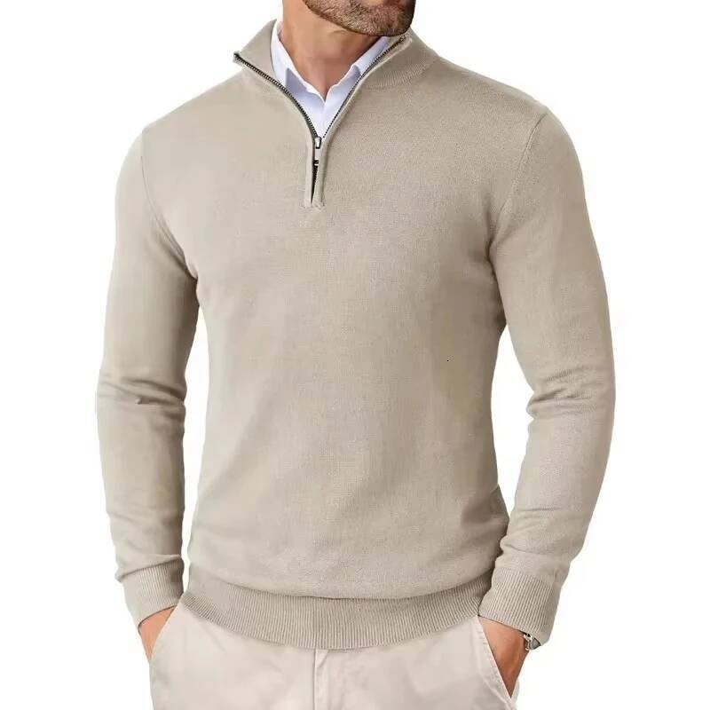 Men's Quarter Zip Up Sweaters Slim Fit Lightweight Pullover Outdoor Mock Neck Tops Half Turtleneck Knitted Streetwear dongdumaoyi