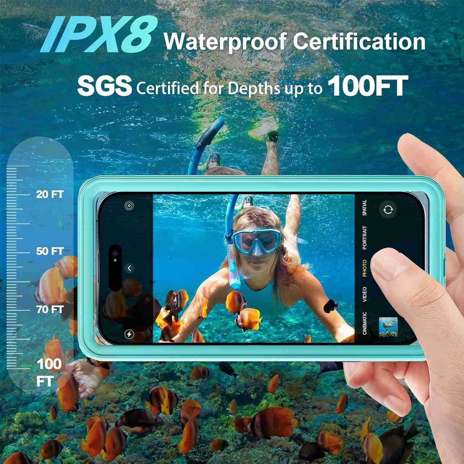 Waterproof Phone Case Up to 69 inch IPX8 Underwater Phone Cases for Snorkeling Universal Diving Case with Lanyard for iPhone 16 Pro Max1514 S24 Beach 