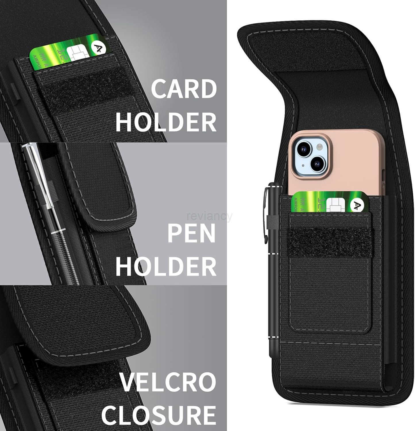 Holster for Google Pixel 10 9 Pro 8a 8 7a 6a 5 4 Cell Phone Case Belt Clip Carabiner Card ID Holder Vertical Carrying Heavy Duty Nylon CellPhone Holde