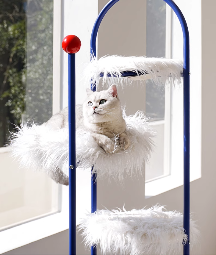 All-In-One Cat Playset Elevated Pet Platform Combining Comfortable Bedding & Exploration