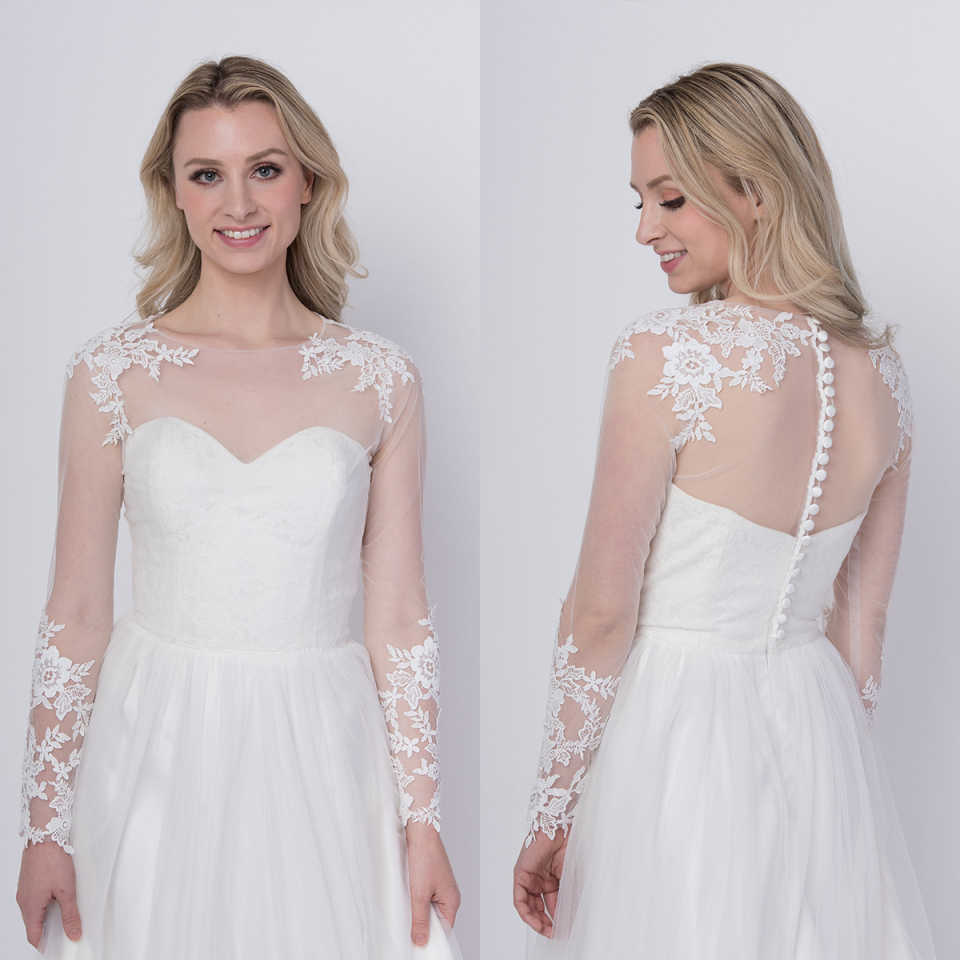 Elegant Wedding Jacket Lace Appliques Long Sleeve Bridal Bolero Bridal Accessories Wrap Shawl Customized Size