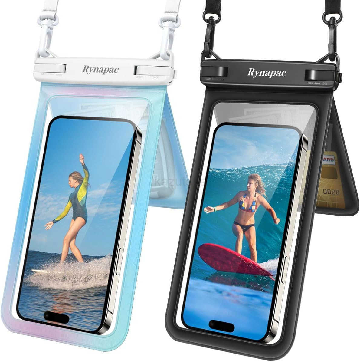 Double Space Waterproof Phone Pouch 2 Pack Waterproof Phone Case with Lanyard for iPhone 16 15 Pro Max S23 Pixel 7a up to 85 Cellphone Dry Bag for Bea