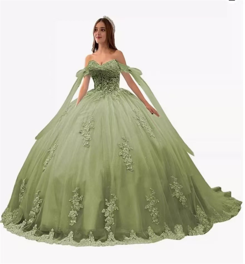 Elegant Lace Quinceanera Dresses Ball Gown Lace Up Corset 15 16 Birthday Prom Party Gown Vestidos De 15 Anos