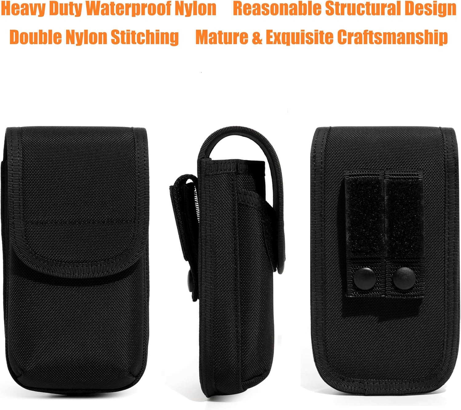 Tactical MOLLE Phone Pouch Case Dual Mobile Holder Holster fit Belt Vest Hevay Duty Nylon Carrier Bag for Police LE Security EMS EMT Construction Rang