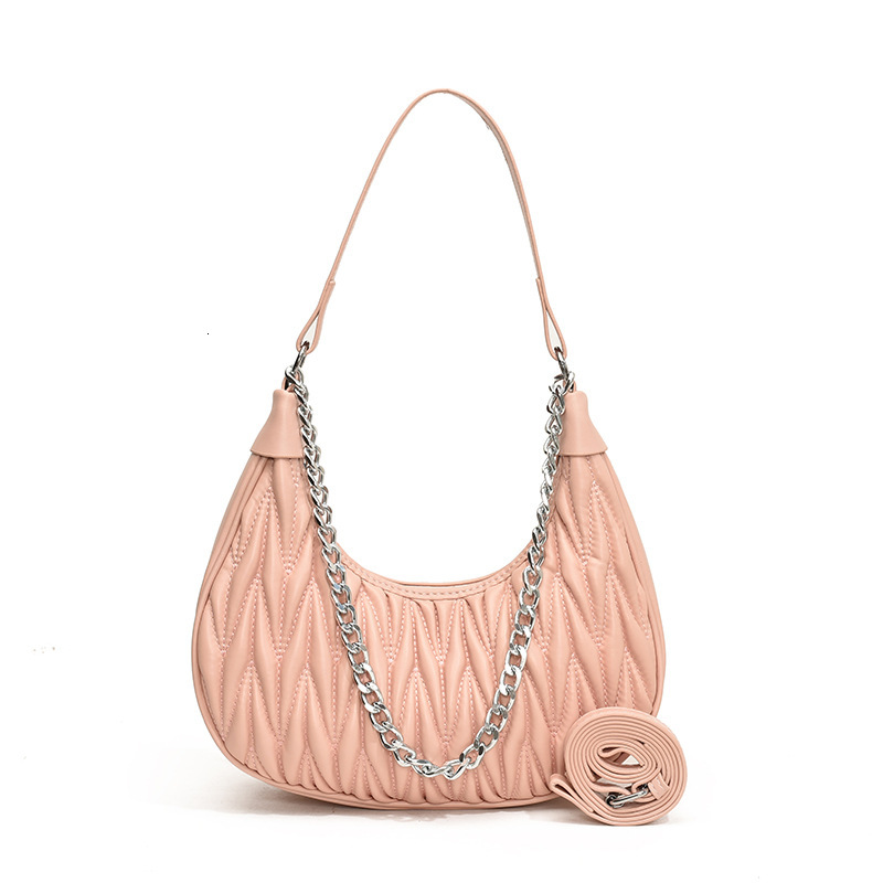 Free shipping designer New Summer Chain Pleated Women Bag Fashionable Textured Handbag Versatile Light Luxury Shoulder Bag Underarm Crossbody Bag