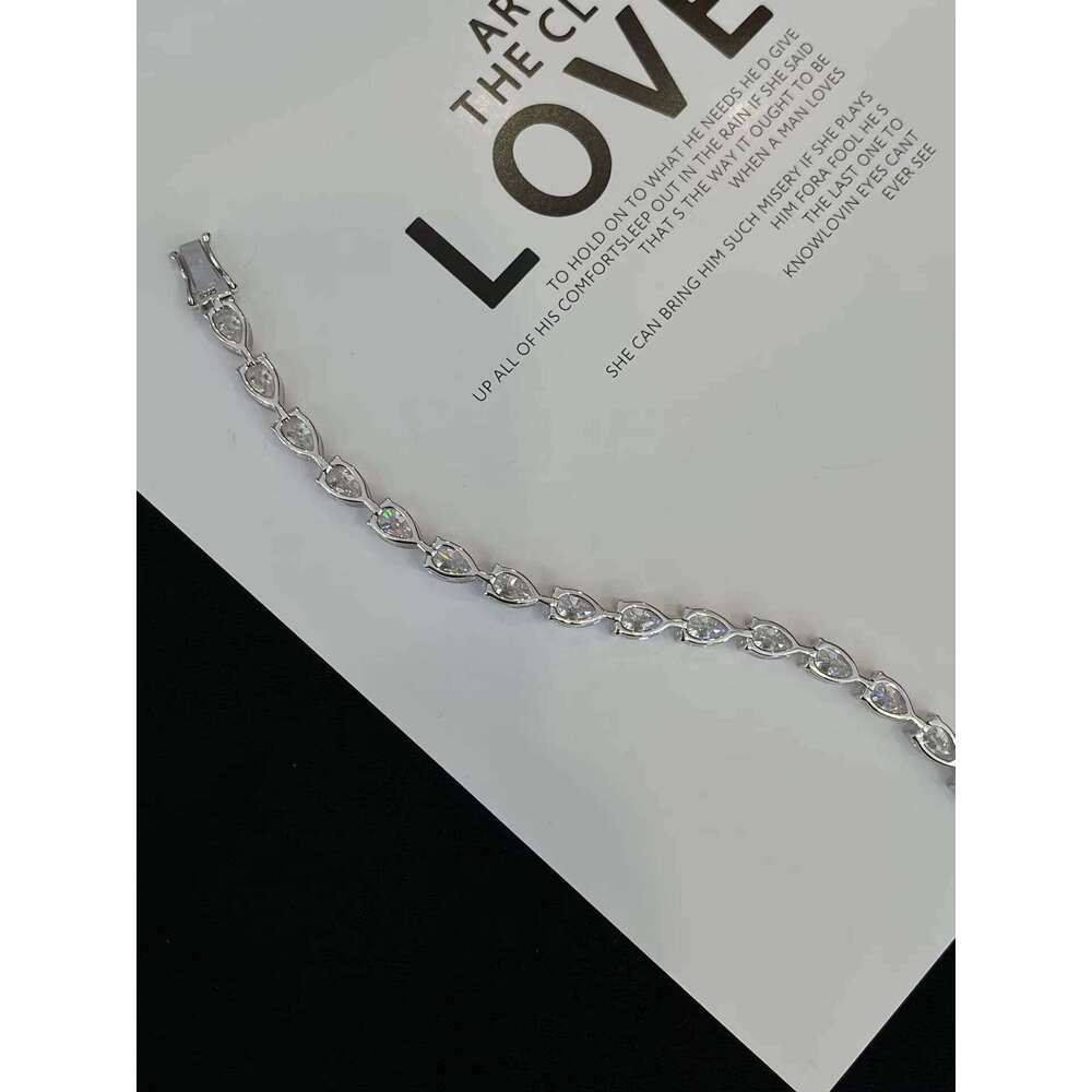 Hip Hop Ice Out S Chain 5*8MM Pear Cut Moissanite Tennis Bracelet
