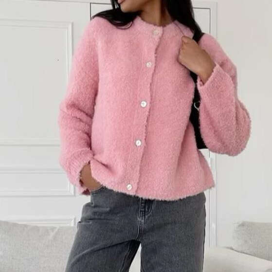 Autumn And Winter New Loose Buttoned Knitted Sweater Long Sleeve Cardigan Coat For Women B3
