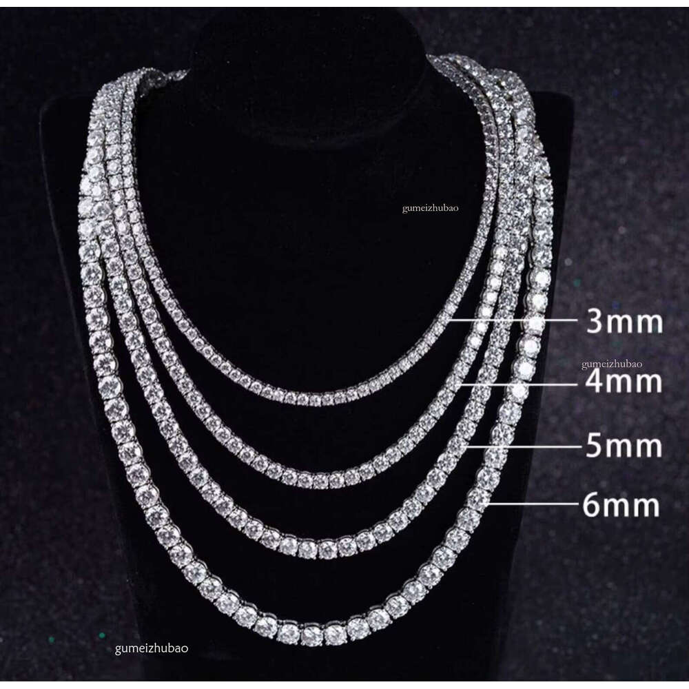 Premium Jewelry High-Quality 4mm Iced Lab Tennis Chain 14k White Gold Hip-Hop Style Unisex Necklace