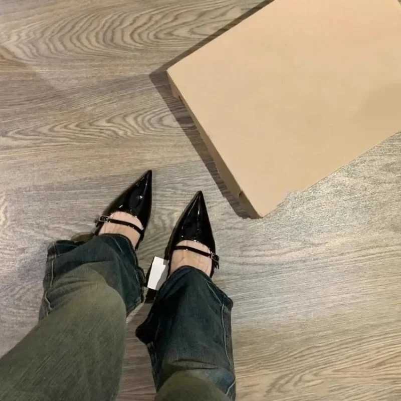 Black High Heel Women 2024 Summer Woman Pumps Pointed Leather Sexy Slingbacks Shallow Mouth Single Shoes For Sandals W250910