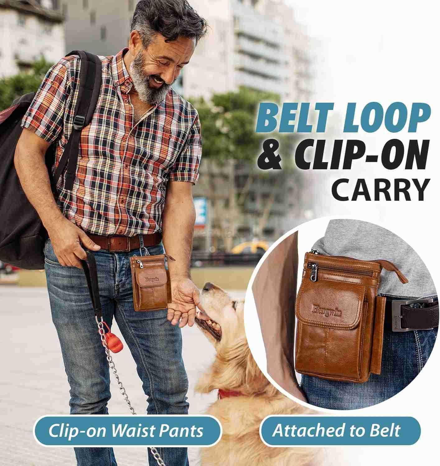 Genuine Leather Cell Phone Holster Fit for iPhone 16 15 14 13 Pro Max Note 9 8 S25 S24 S23 Ultra Wallet Case with Belt Clip Passport Pouch Small Cros 