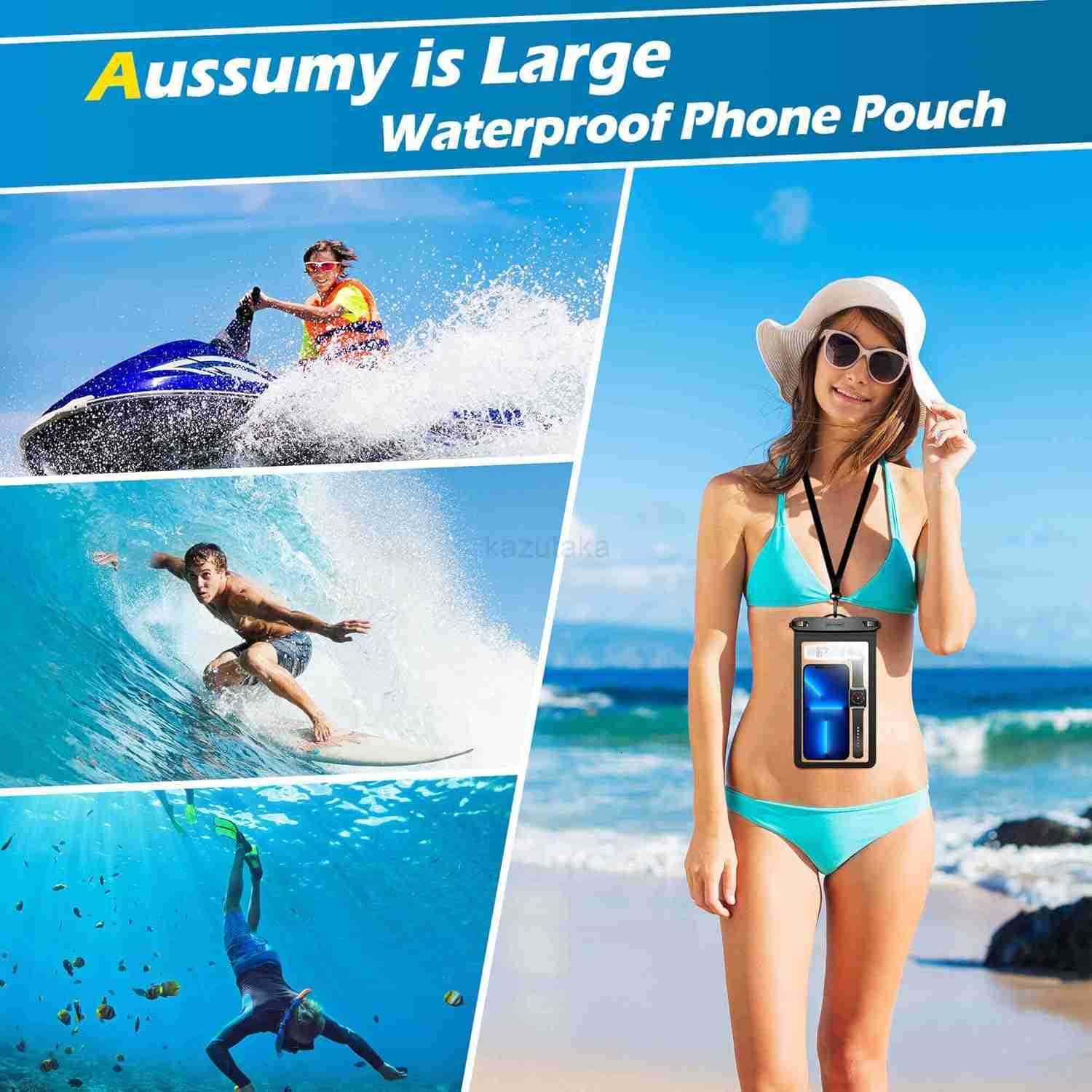 4 Pack 105 Large Waterproof Phone Pouch Underwater Clear Cell Holder Universal Water Proof Dry Bag with Neck Lanyard for Phone Z250910