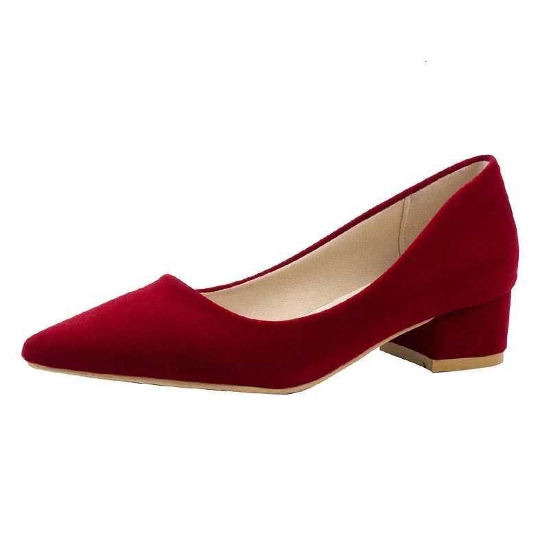 French Red Wedding Shoes for Women 2024 SpringSummerAutumn New Pointed Thick Heels Not Tiring Feet Bride Shoes W250910