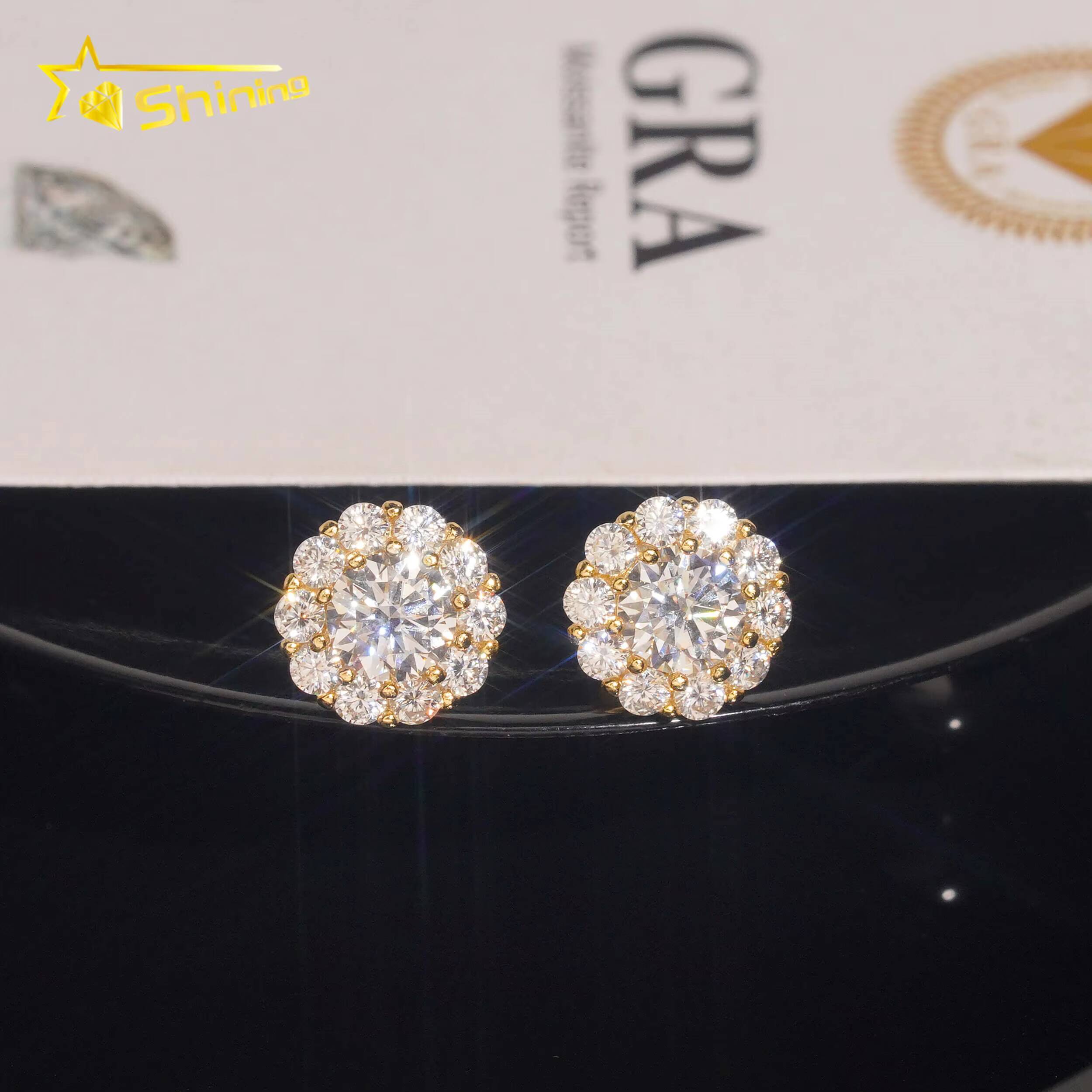USA Local Stock Fast Ready Design S925 Sterling Silver Iced Out Earrings VVS Moissanite Diamond Screw Back Earring Stud