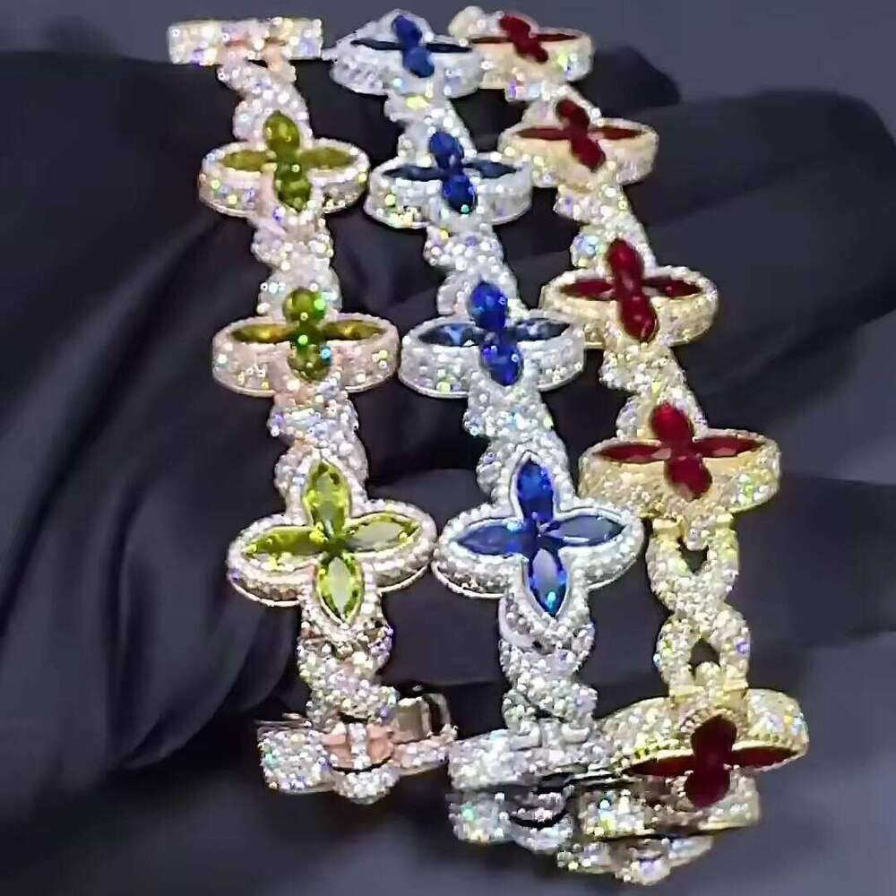 New Arrival Custom Rapper VVS Moissanite Infinity Bracelet Mens Sier Marquise Eye Four Leaf Clover Bracelets