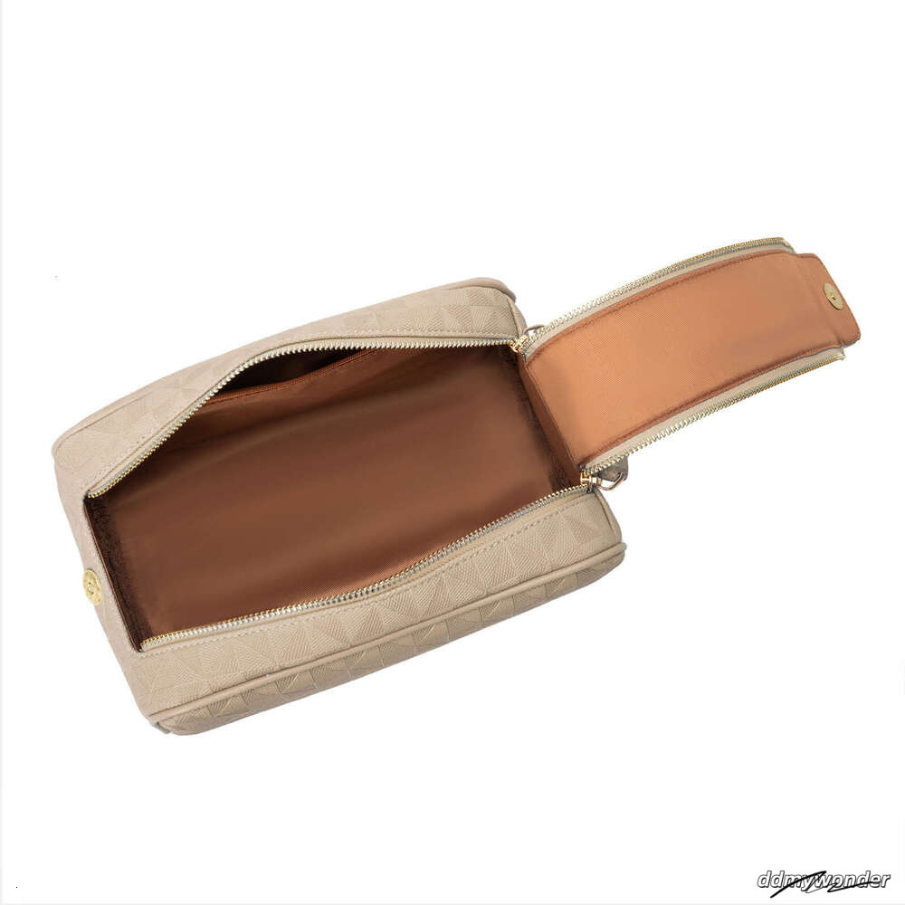 Lacel Urwebin Fashion Emed Portable Double Zipper Makeup Clutch Toiletry Storage Large Capacity Handheld Cosmetic Bag
