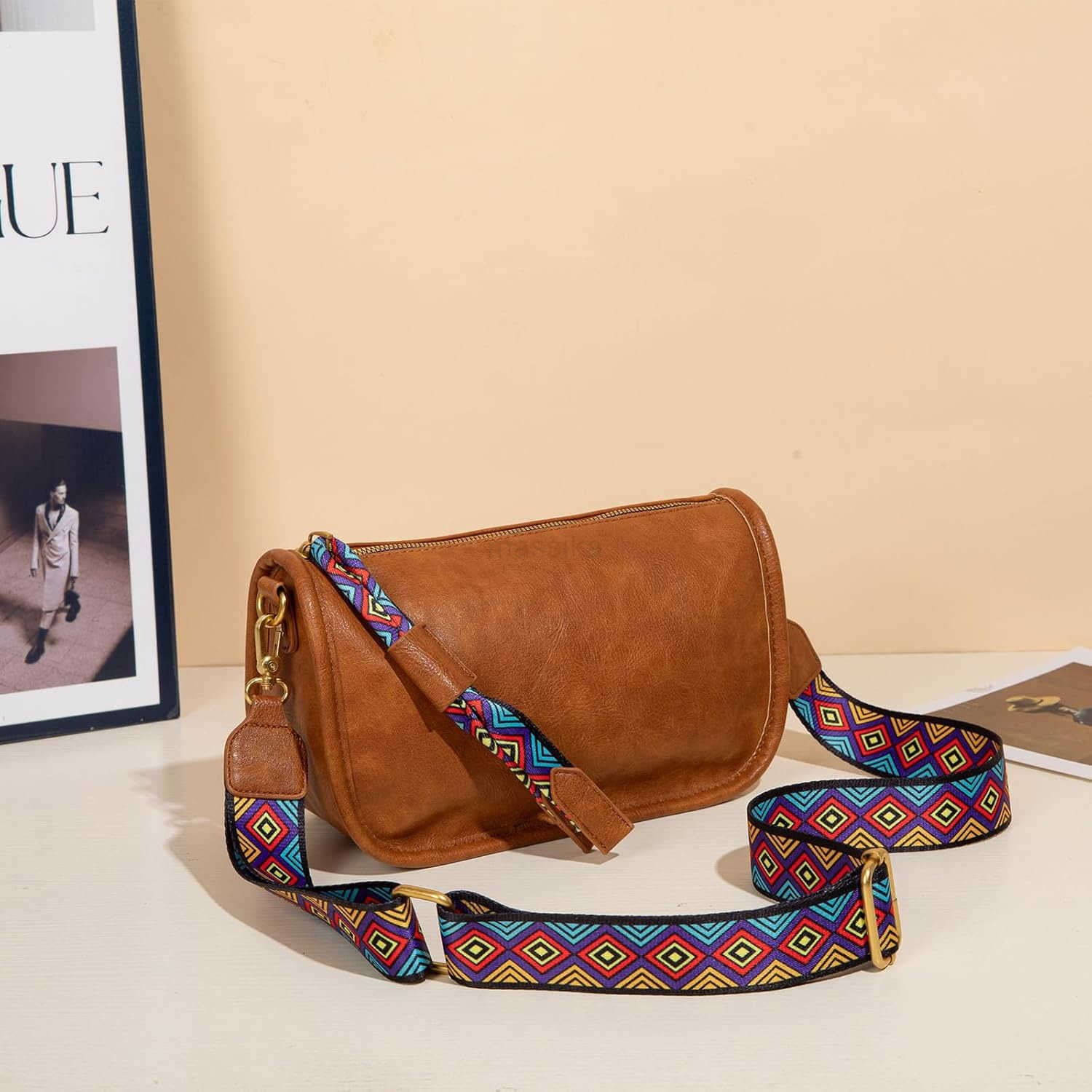 Crossbody Bag for Women Vegan Leather Wallet Purses Satchel Shoulder Bags Small Size Brown M250910